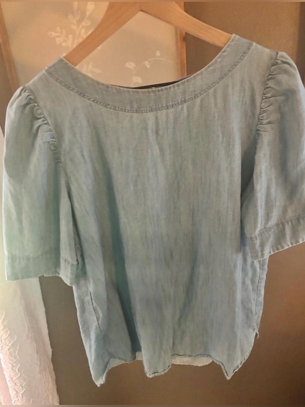 Light Blue Denim-Style Women's Top